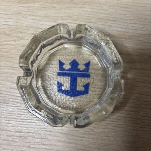 Vintage Royal Caribbean Cruise Line Blenko Clear‎ Heavy Glass Ashtray